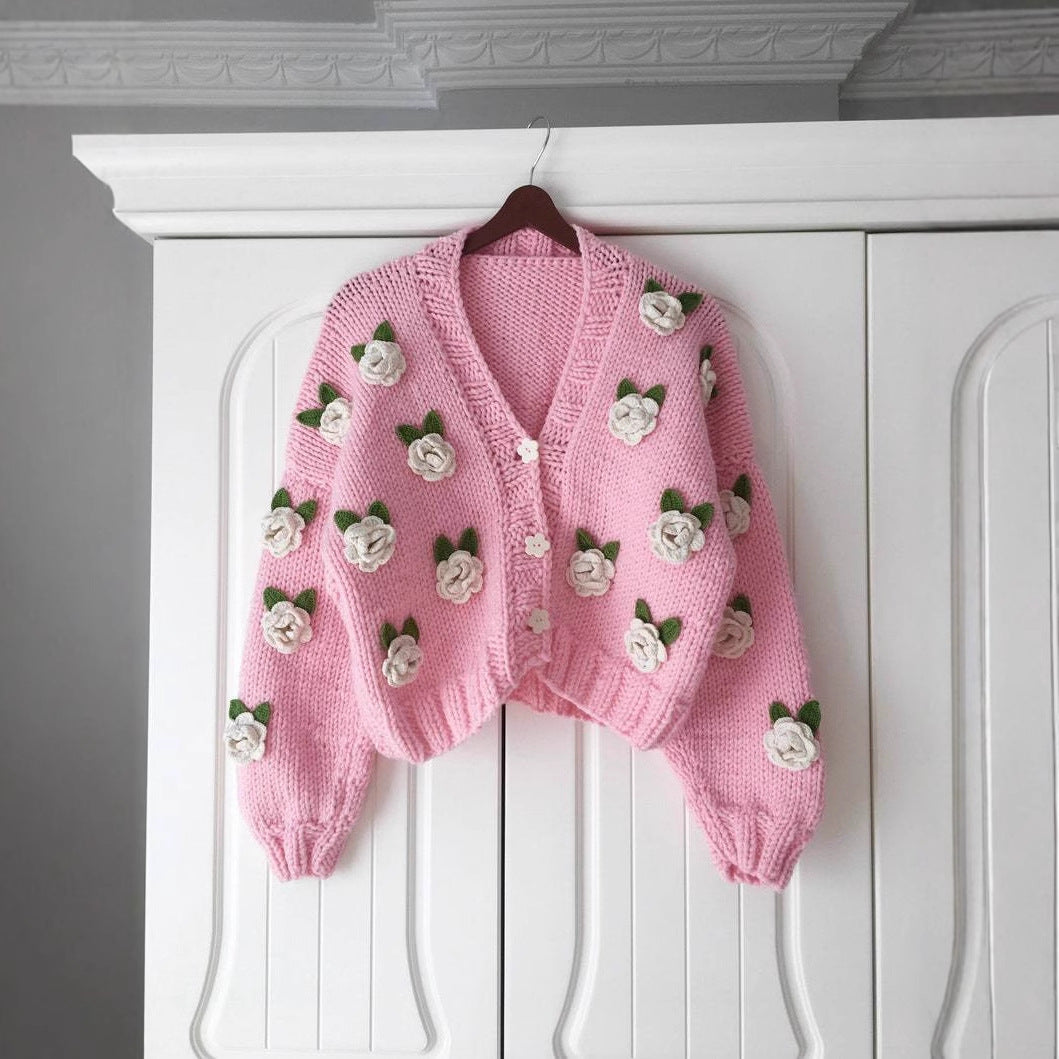 Damen Verspielter Strickcardigan mit Kirschen-Design