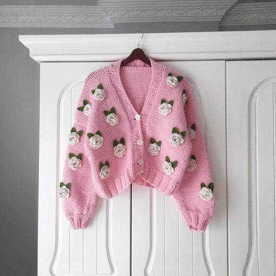 Damen Verspielter Strickcardigan mit Kirschen-Design
