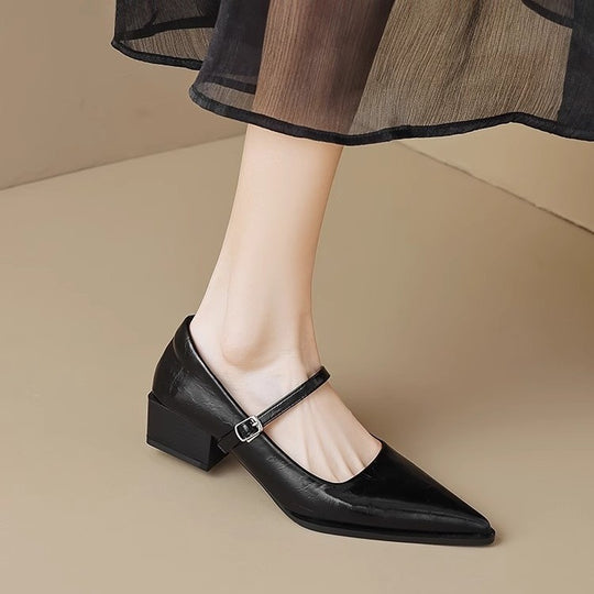 Damen Riemchenpumps im Mary‑Jane‑Stil mit spitzer Zehenkappe und geformtem Blockabsatz Shop Nory