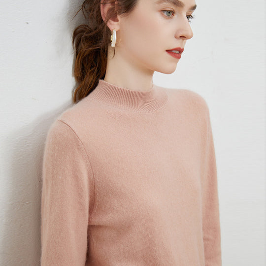 Damen weicher Feinstrick-Mockneckpullover mit Angora‑Look und legerer Silhouette Shop Nory
