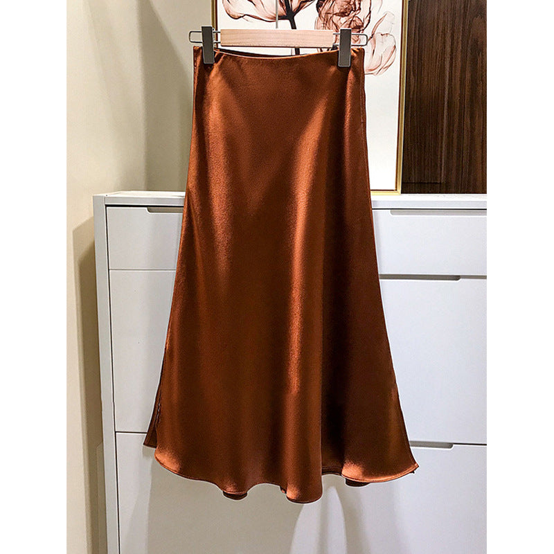 Damen Eleganter Satinrock mit asymmetrischem Schlitz Shop Nory