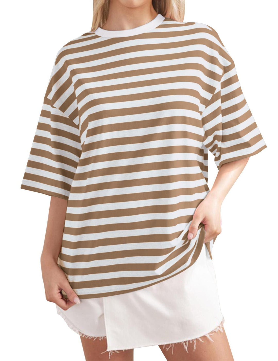 Damen Lässiges Oversized T-Shirt mit gestreiftem Muster