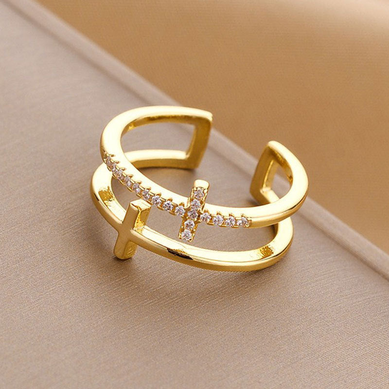 Damen Designer Ring mit funkelnden Kristallverzierungen Shop Nory