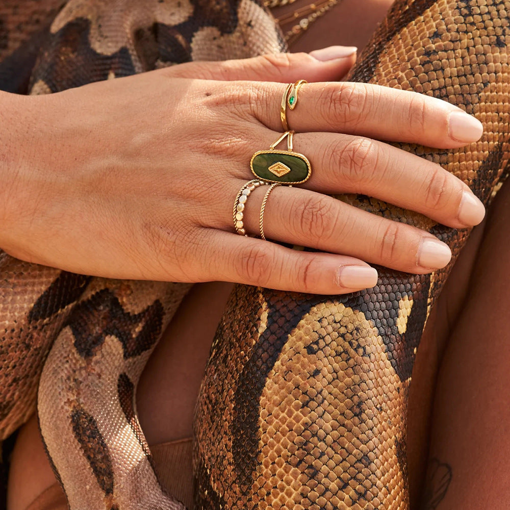Damen Offener Ring mit floralem Design und hochwertiger Edelstahlverarbeitung Shop Nory