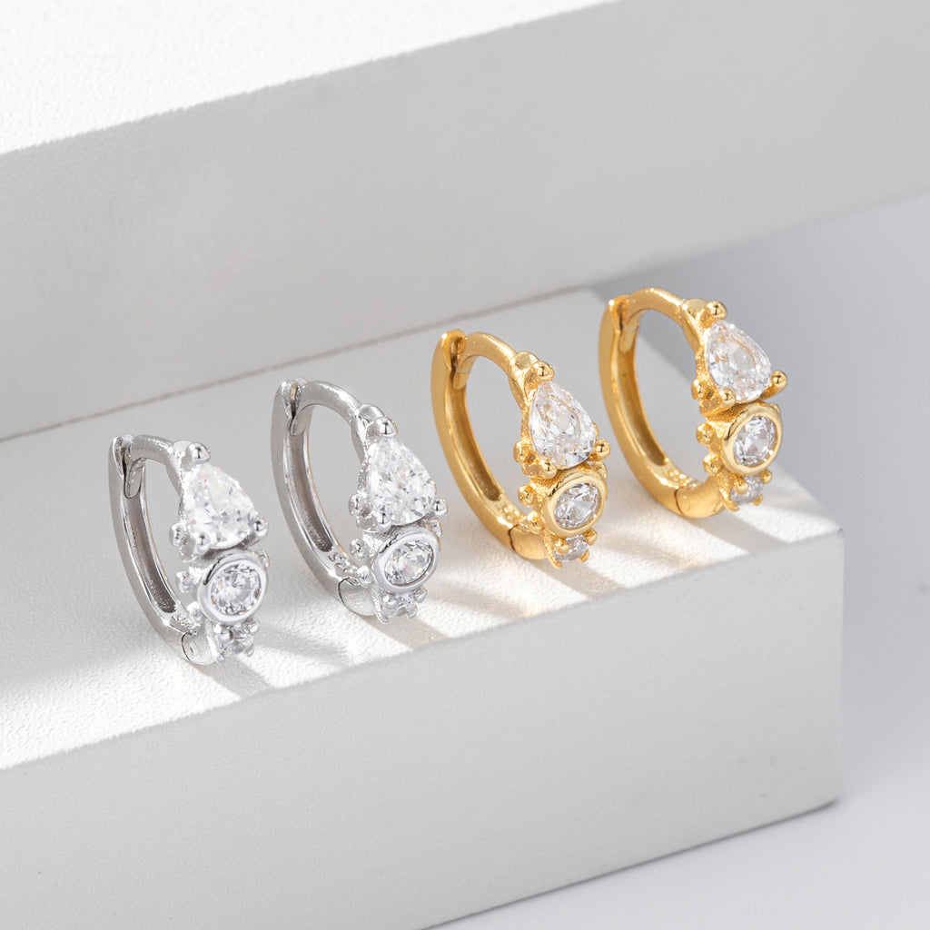 Damen Ohrstecker mit funkelnden Zirkon-Details aus 925 Sterling Silber Shop Nory