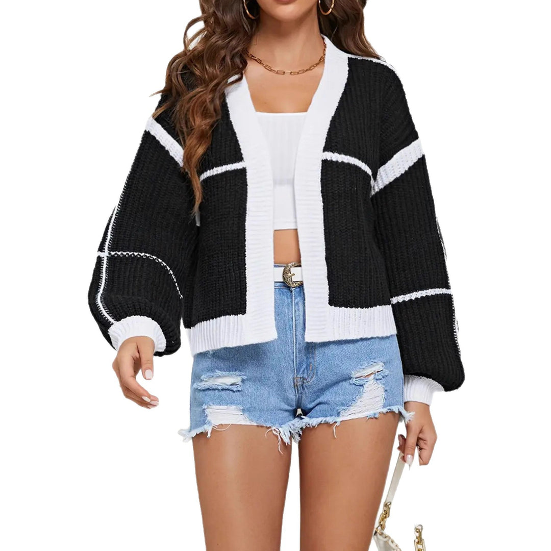 Damen Cropped Offene Strickjacke mit Boxy‑Silhouette und Ballonärmeln Shop Nory