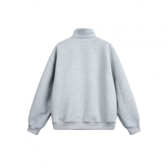 Unisex Lockeres Sweatshirt mit kurzem Reißverschluss, Stehkragen und Baumwoll-Fleece-Innenseite Shop Nory