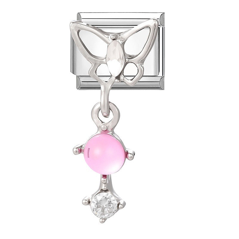 Zarte Schmetterling Charm-Link-Anhänger Aus Hochwertigem Edelstahl mit Kristallakzent