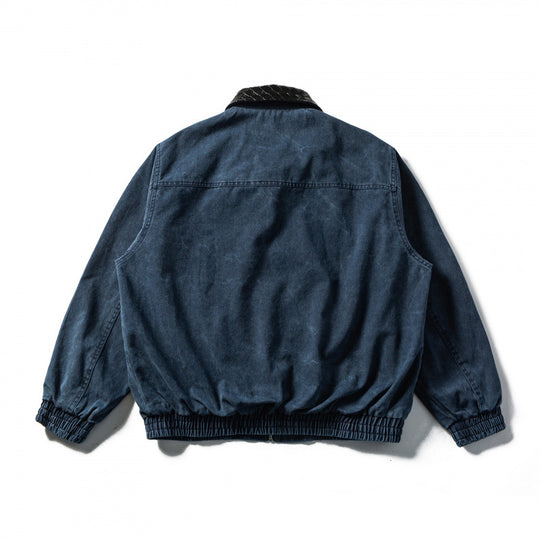 Herren Kastige Denim-Blousonjacke mit gesteppter Lederkragen und Elastikbund Shop Nory