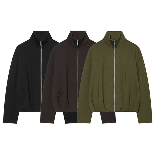 Damen Leichter Zip-Cardigan mit Stehkragen und kastiger Silhouette Shop Nory