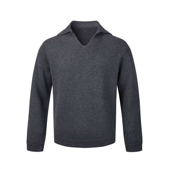 Herren Feinstrickpullover mit V-Ausschnitt und umgelegtem Hemdkragen Shop Nory