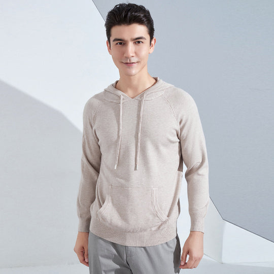 Herren Leichter Kapuzen-Feinstrickpullover mit Kängurutasche und Raglanärmeln Shop Nory