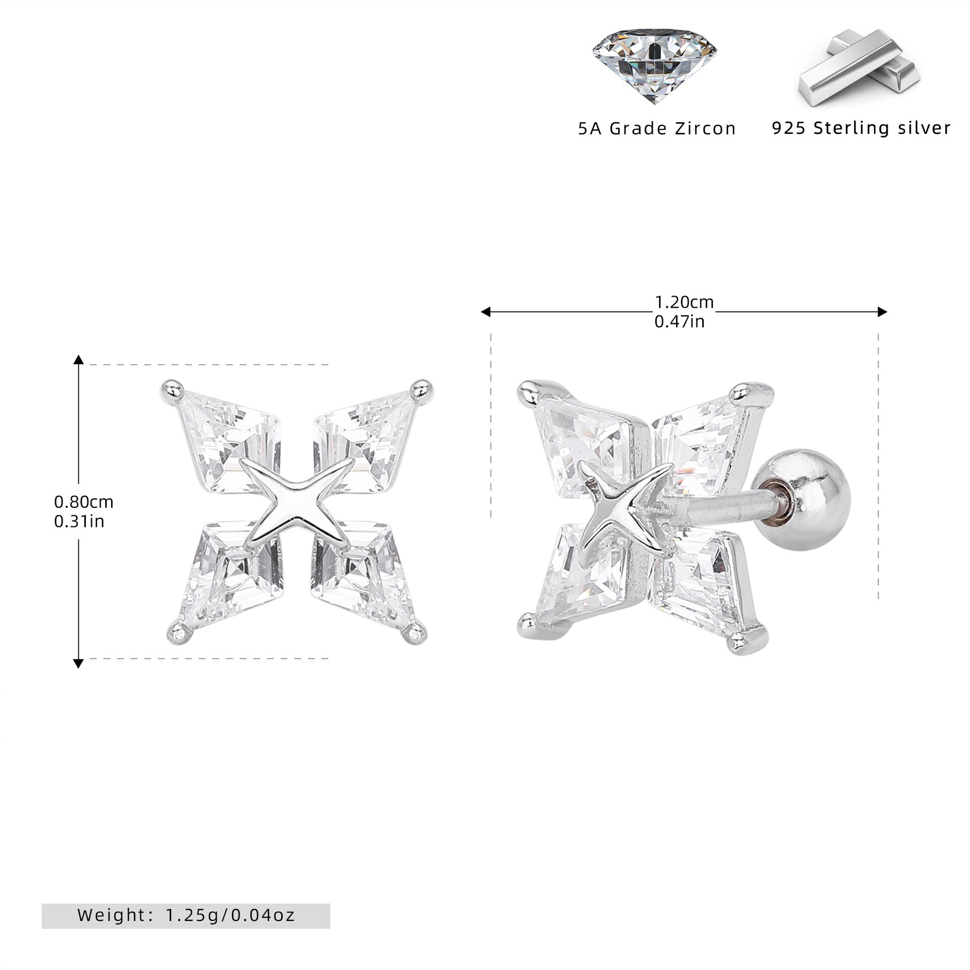 Damen Ohrstecker mit detailverliebtem, glitzerndem Sternenmotiv aus hochwertigem 925 Sterling Silber Shop Nory