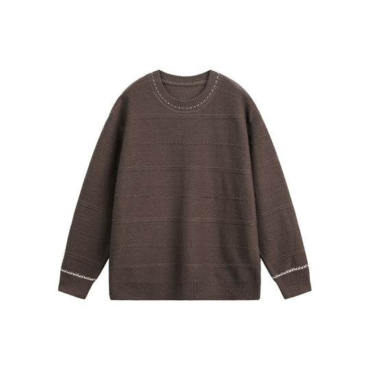 Damen Oversize-Strickpullover mit Strukturstreifen und Rundhalsausschnitt Shop Nory