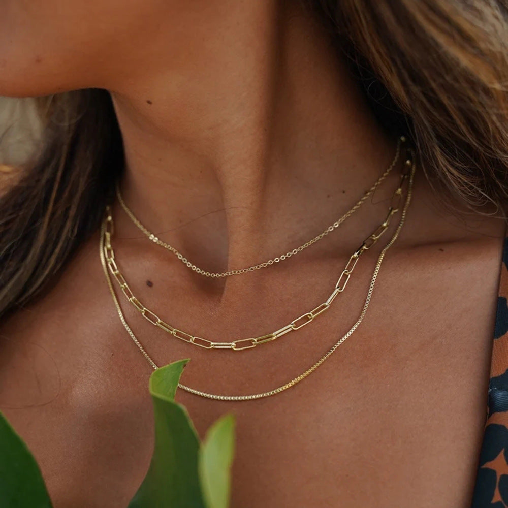 Damen Mehrlagige Halskette aus hypoallergenem Edelstahl mit elegantem Design Shop Nory