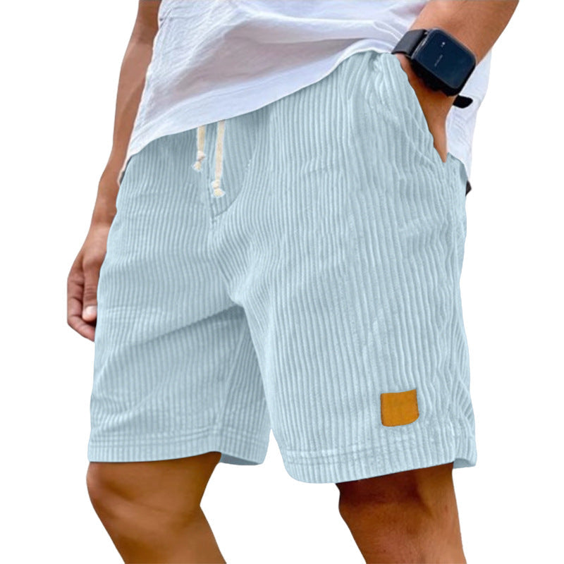 Herren nan Feincord-Shorts mit elastischem Tunnelzugbund, Kordelzug und tiefen Eingrifftaschen Shopnory