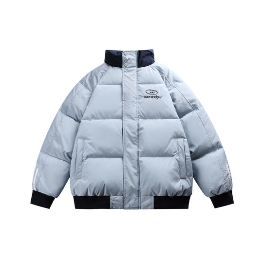 Unisex Kurz geschnittene wattierte Bomberjacke mit hohem Stehkragen und kontrastierenden Rippsäumen Shop Nory