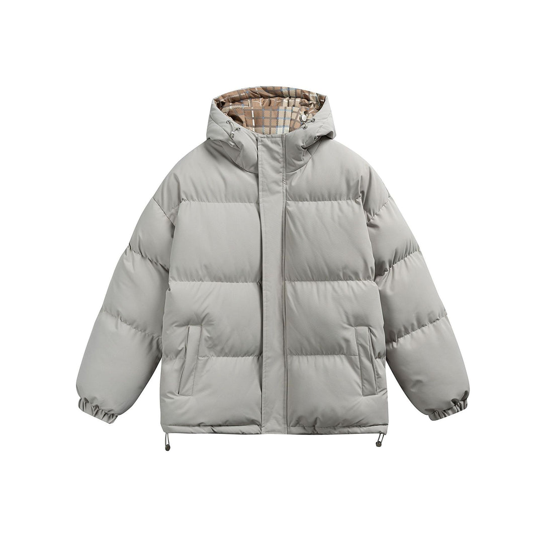 Damen Wattierte Oversize-Steppjacke mit Kapuze, hohem Kragen und karierter Futterverzahnung Shop Nory
