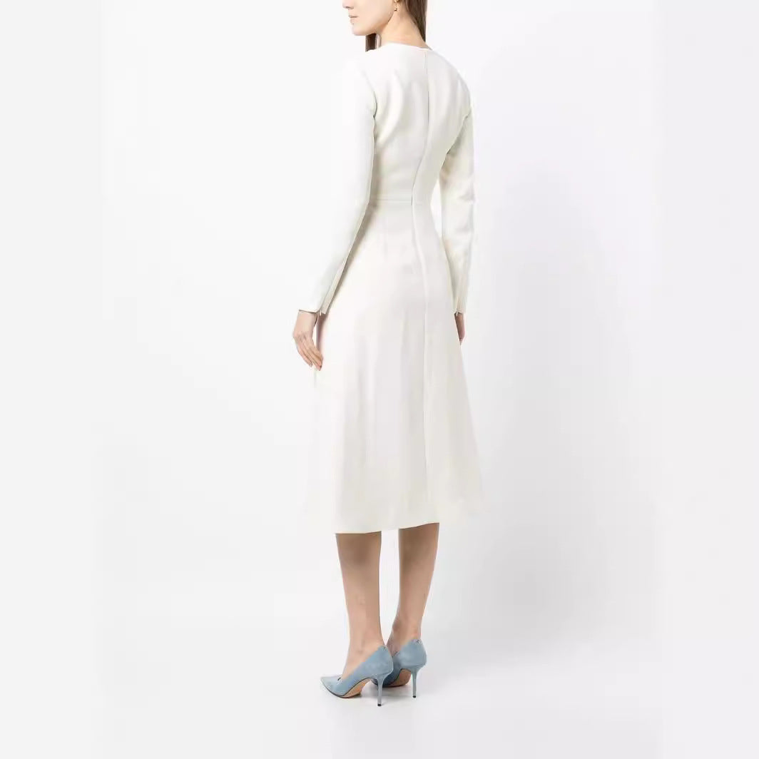Damen Midikleid mit taillierter Drapierung und A-Linien Rock Shop Nory