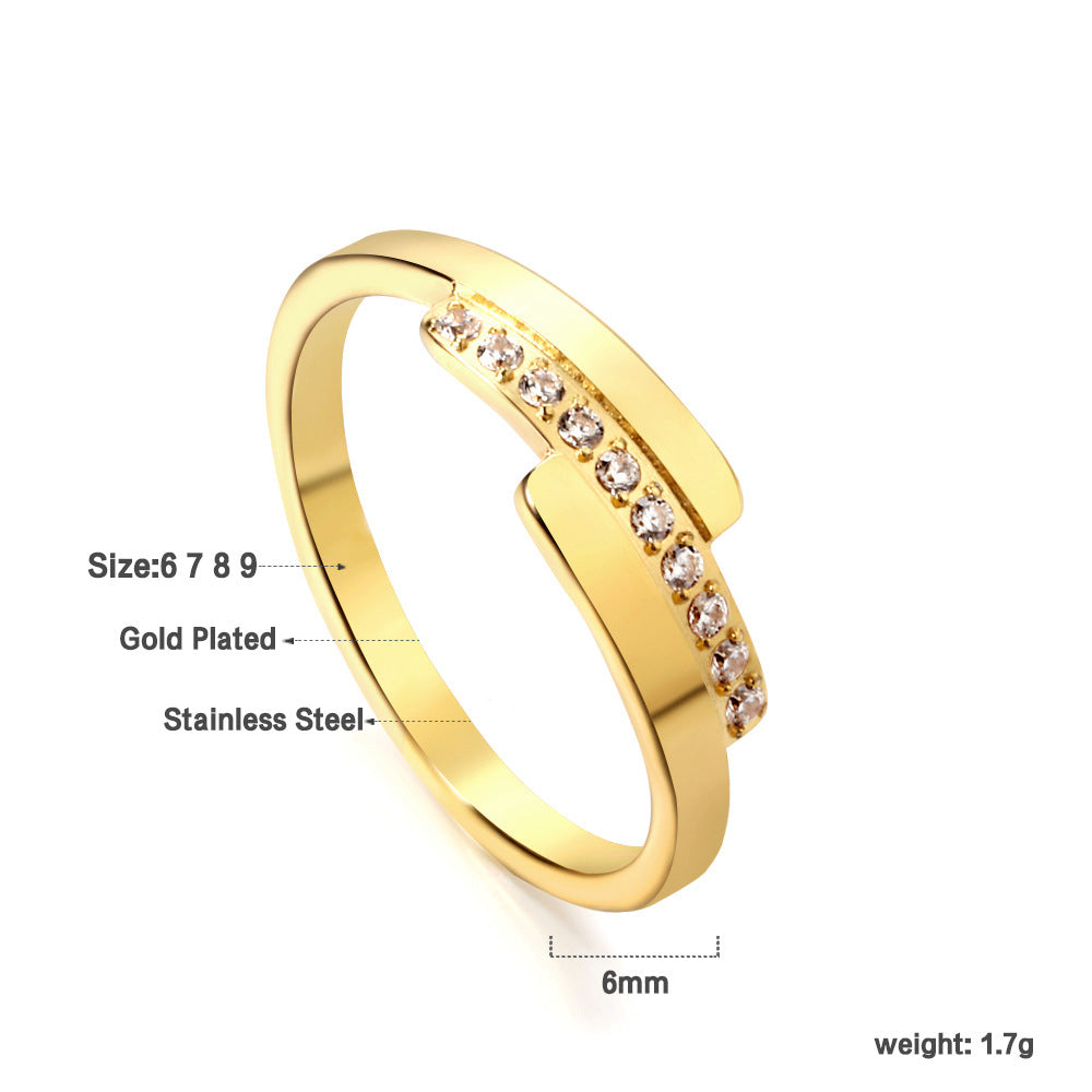 Damen Ring mit brillantem Zirkonia und eleganter Edelstahlfassung Shop Nory