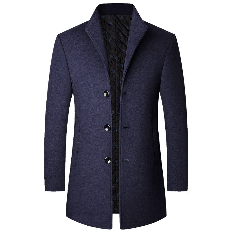 Herren Eleganter Kurzmantel aus Wollmischung mit gesteppter Innenlage und schlankem Stehkragen Shop Nory