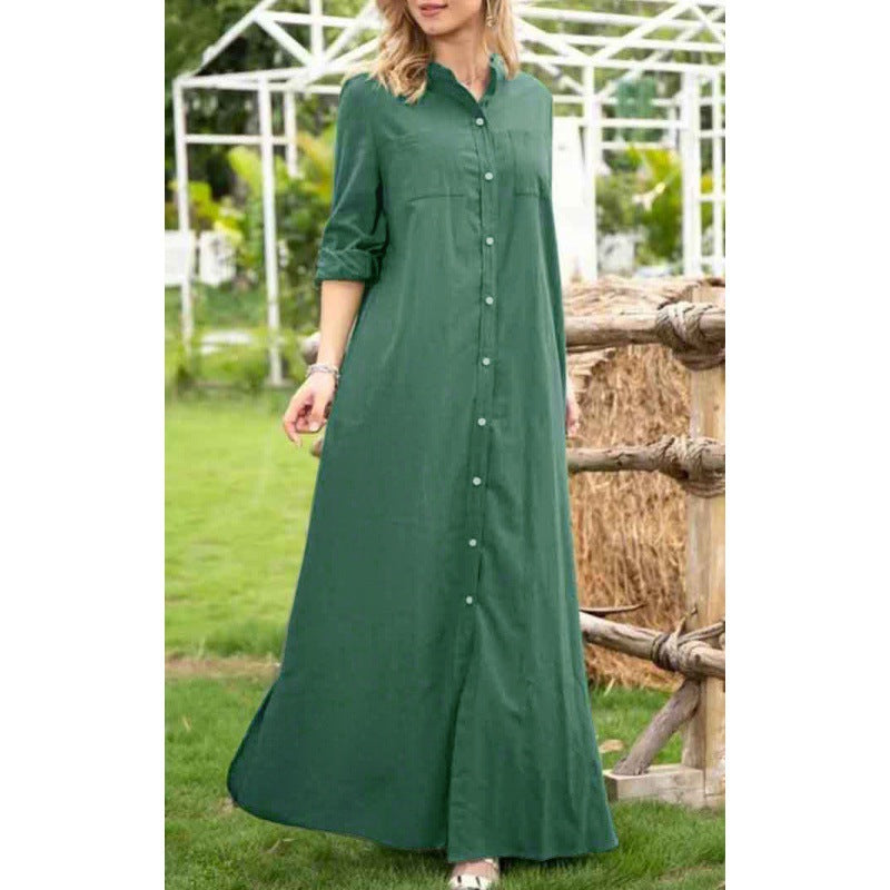 Damen Langarmhemdkleid mit Knopfdetails und raffiniertem Schnitt