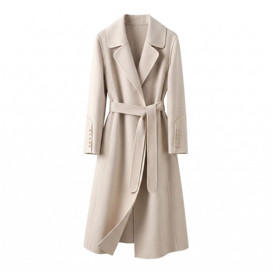 Damen Eleganter Wickelmantel mit Gürtel und hochwertigen Details Shop Nory