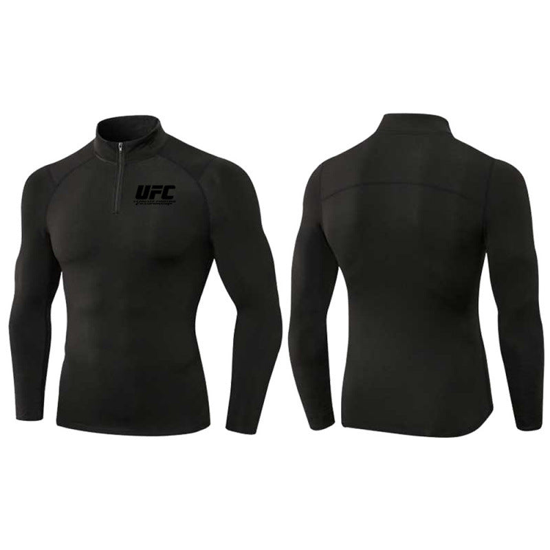 Herren eng anliegendes Kompressionsshirt mit kurzem Reißverschluss und langen Ärmeln Shop Nory
