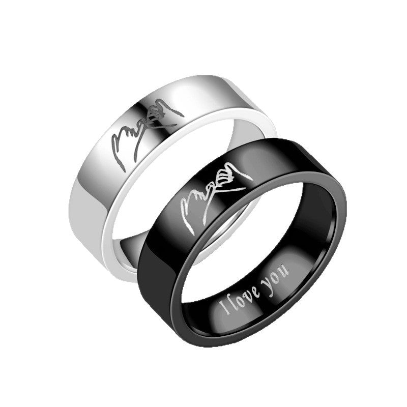 Herren Ring mit eingraviertem Liebessymbol und glänzender Oberflächenstruktur Shop Nory