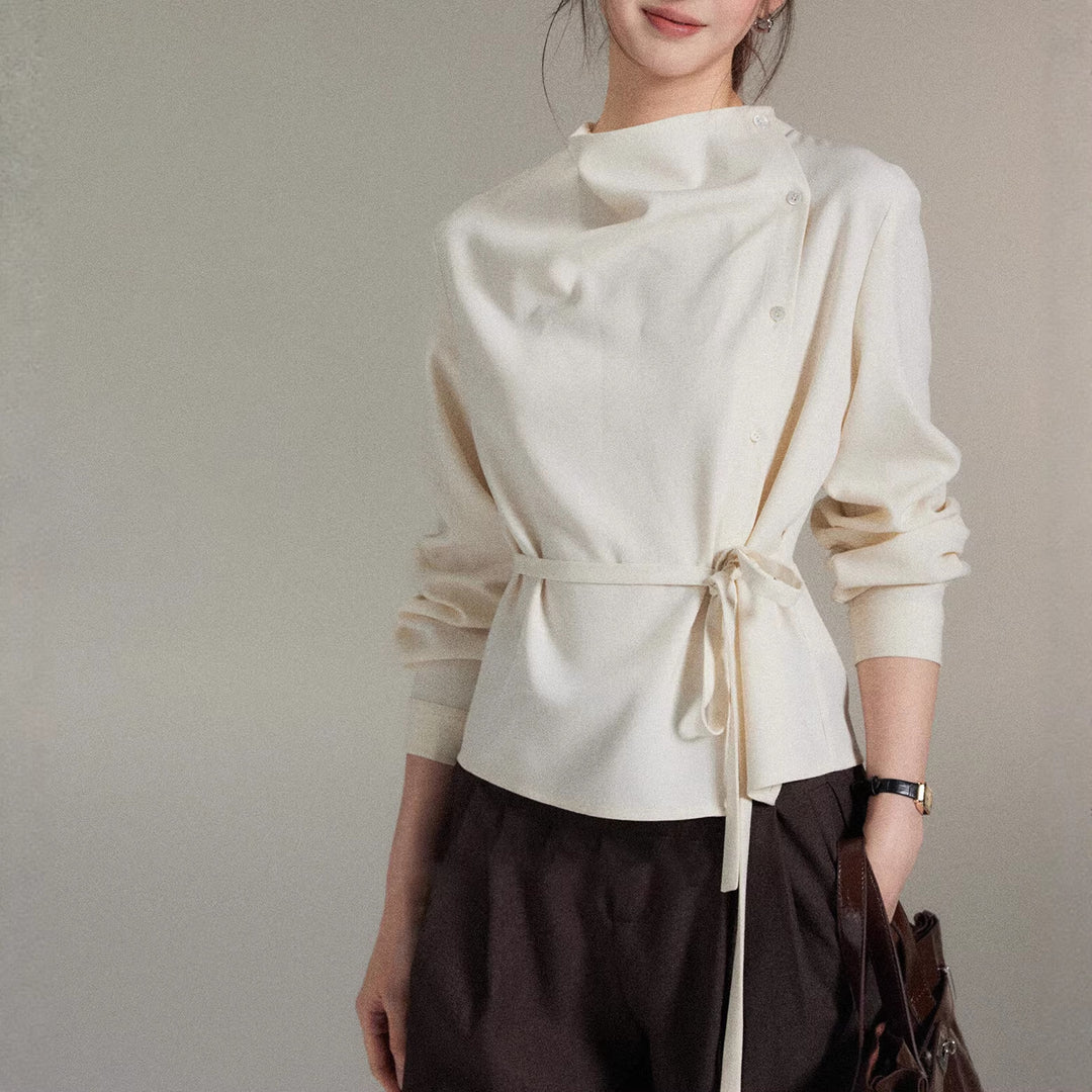 Damen Modische Bluse mit Wickel-Ausschnitt Shop Nory
