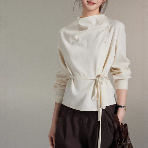 Damen Modische Bluse mit Wickel-Ausschnitt Shop Nory
