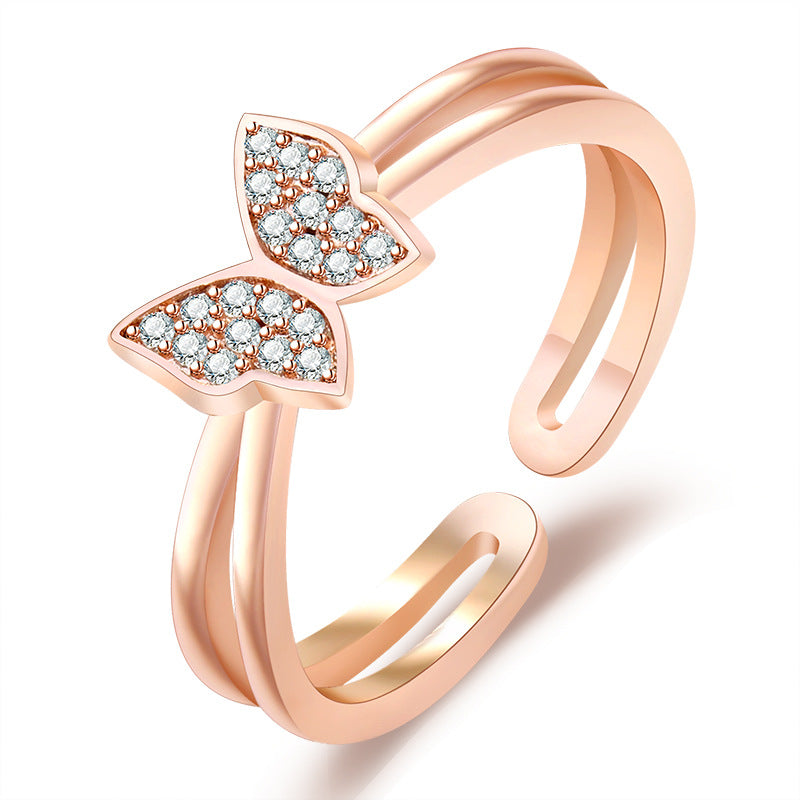 Damenring mit filigranem Schmetterlingsdesign und funkelnden Zirkonia Shop Nory