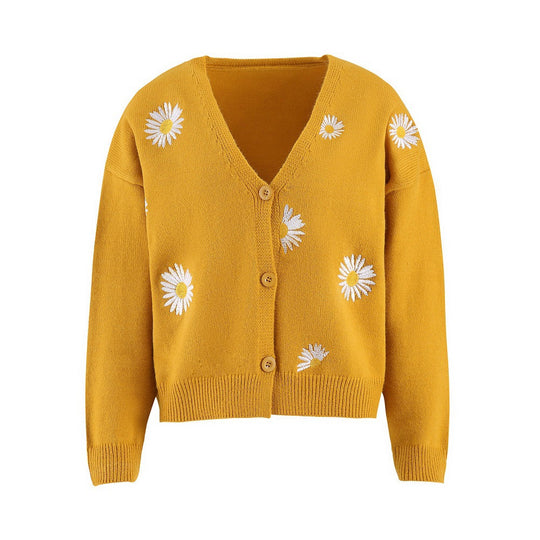 Damen Strickjacke mit floralem Design und Knopfverschluss