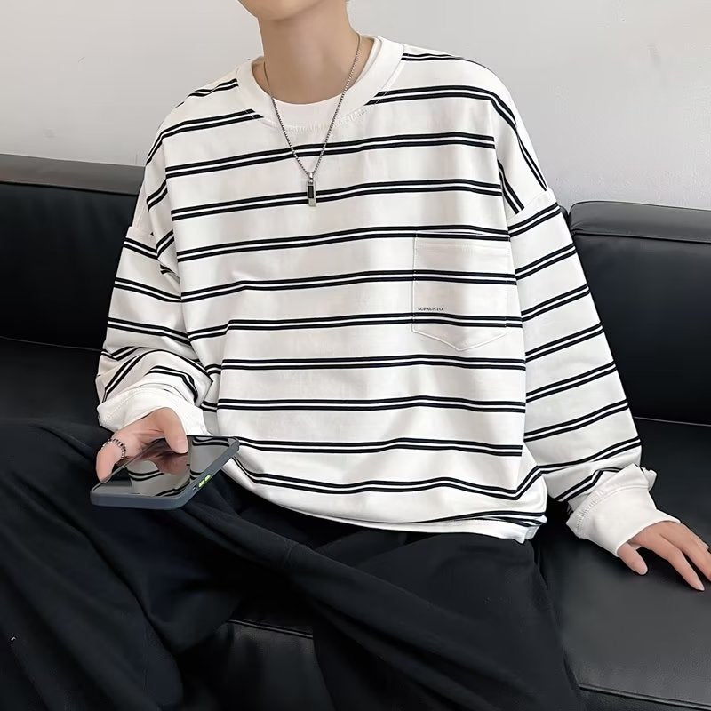 Herren Lässiges Langarmshirt mit eleganter Streifenoptik Shop Nory