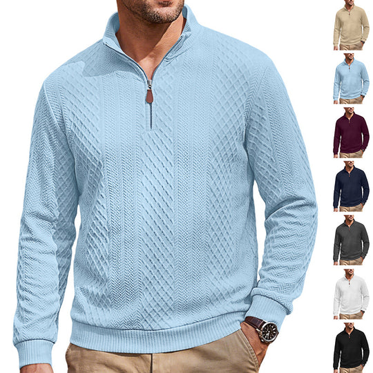 Herren Strickpullover mit halbem Reißverschluss und strukturierter Zopfoptik Shop Nory