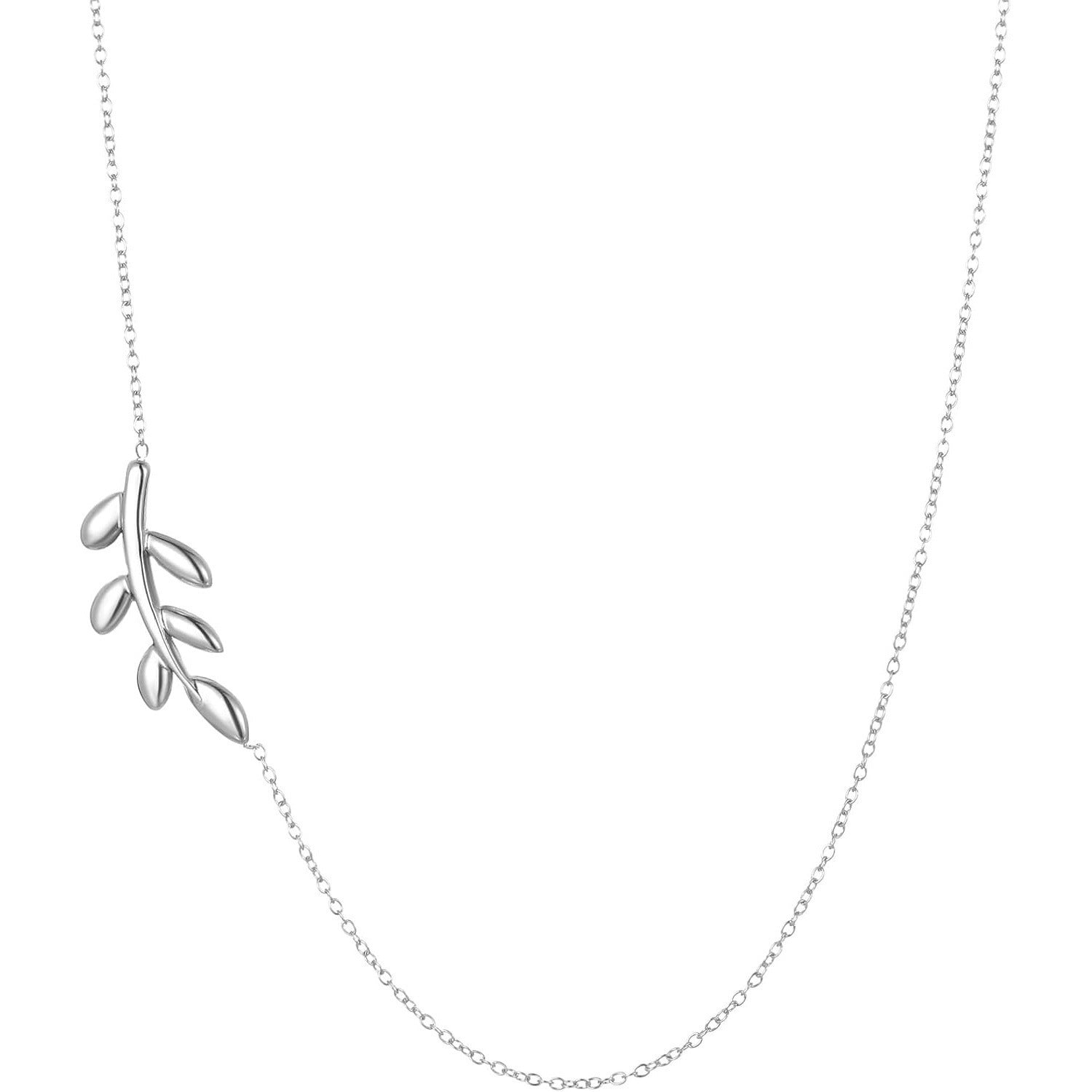 Damen Halskette mit stilvollem Pflanzenmotiv und feiner Gliederkette Shop Nory