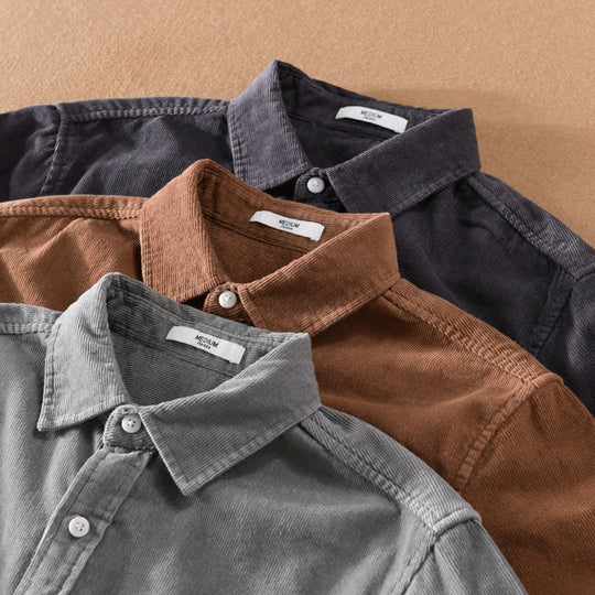 Herren Cord-Hemdjacke im Worker-Stil mit aufgesetzten Doppeltaschen und weichem Used-Finish Shop Nory