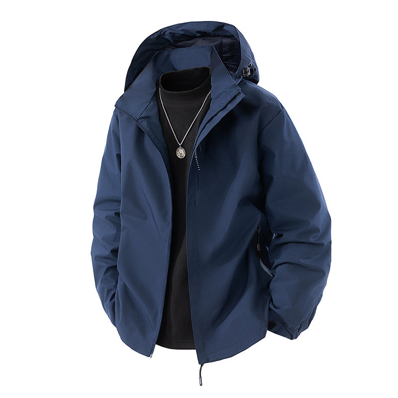 Herren Wasserabweisende Outdoor-Jacke mit Kapuze, winddichter Membran und verstellbarem Saum Shop Nory