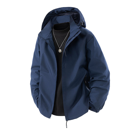 Herren Wasserabweisende Outdoor-Jacke mit Kapuze, winddichter Membran und verstellbarem Saum Shop Nory
