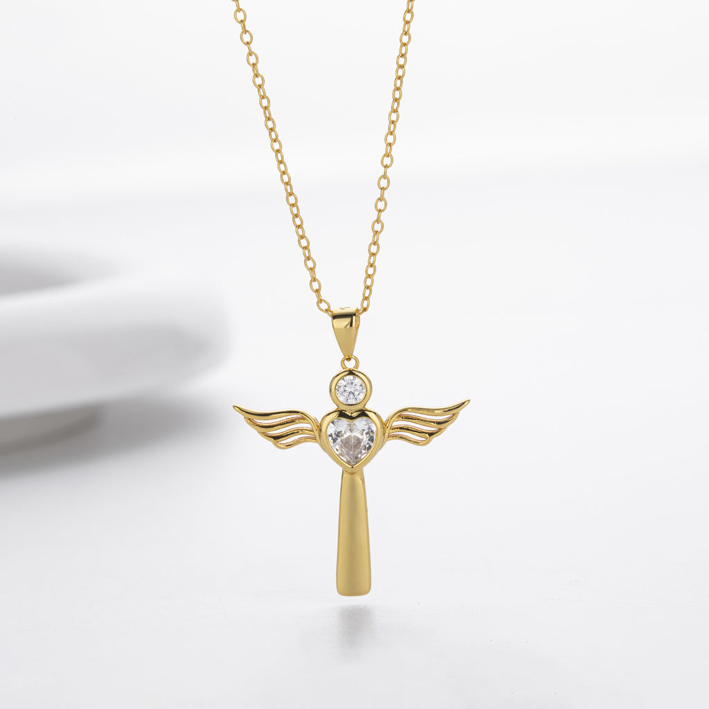 Damen Halskette mit Herz- und Flügeldesign aus 925 Sterling Silber Shop Nory