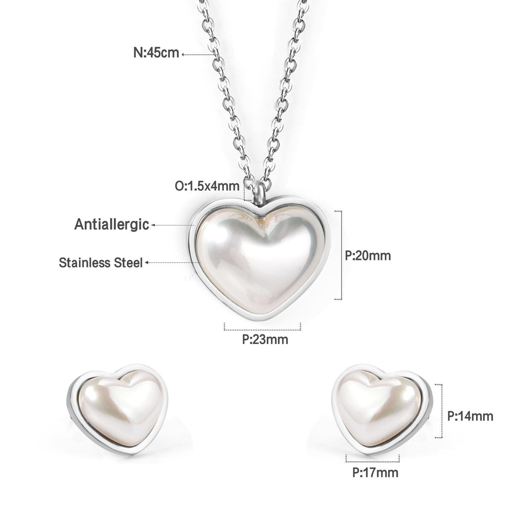 Damen Schmuckset bestehend aus Herzhalskette und Ohrsteckern Shop Nory