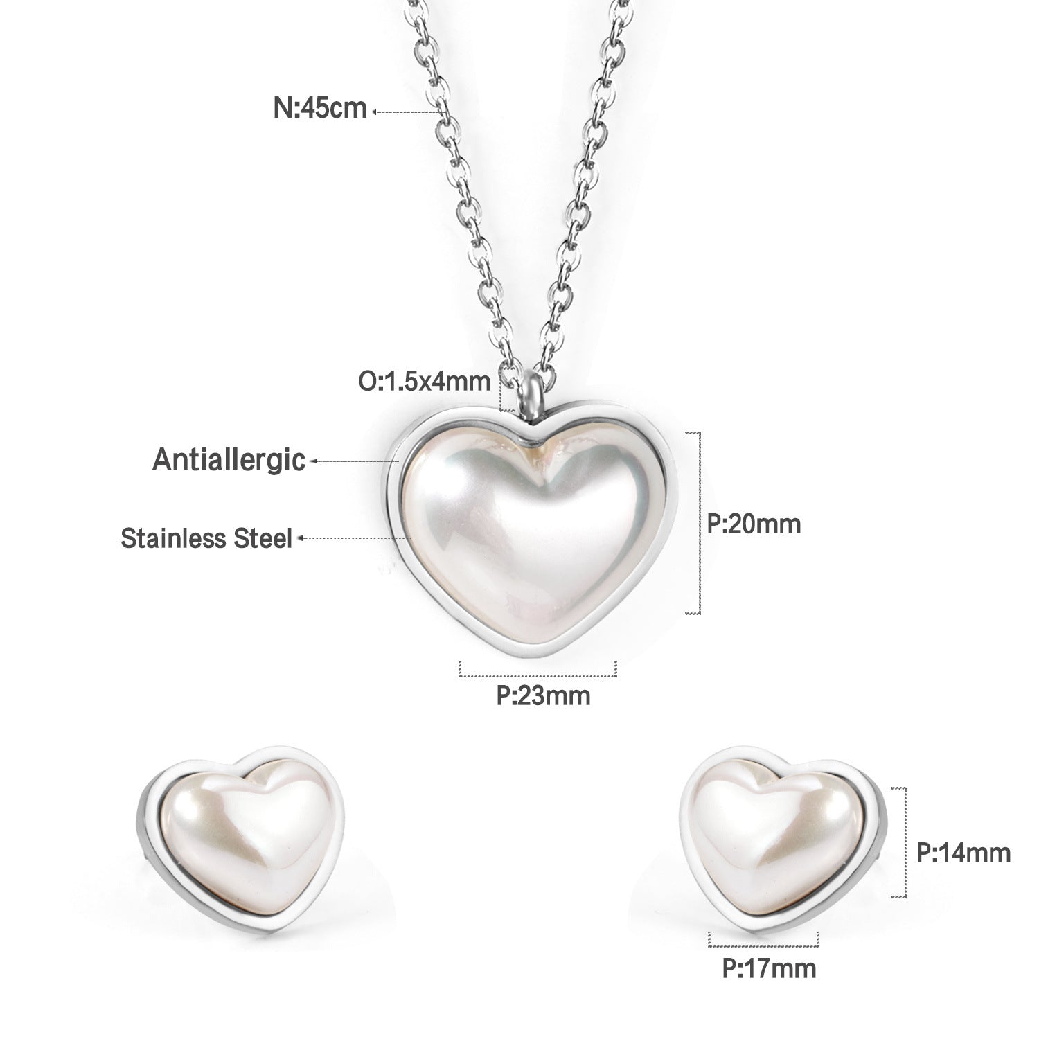 Damen Schmuckset bestehend aus Herzhalskette und Ohrsteckern Shop Nory