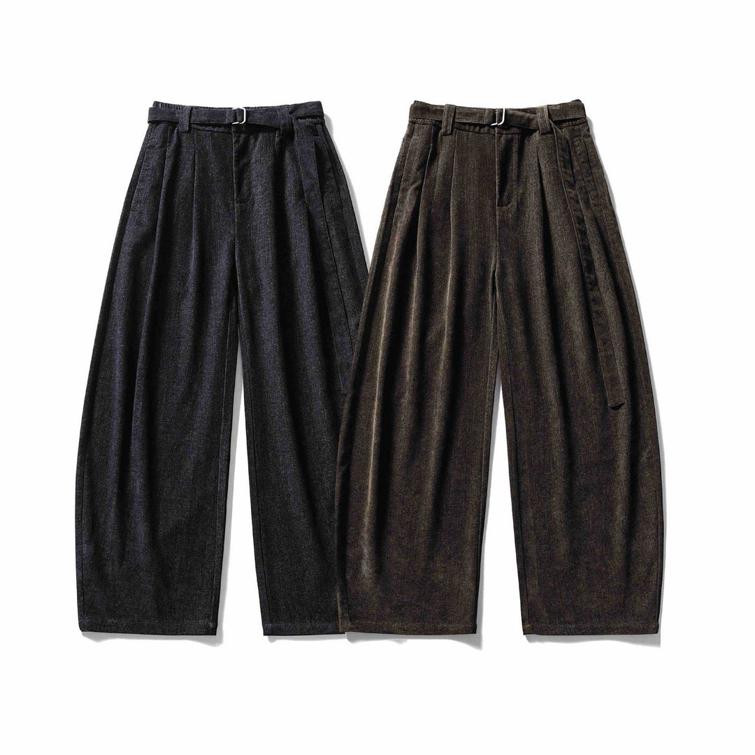 Damen Weite Hochtaillierte Bundfaltenhose mit Gürtel Shop Nory