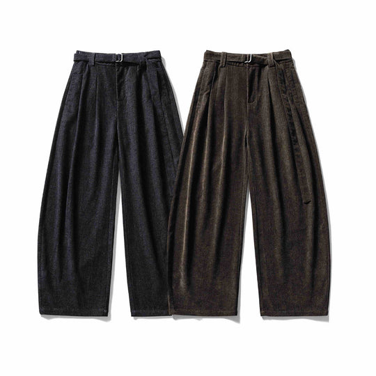 Damen Weite Hochtaillierte Bundfaltenhose mit Gürtel Shop Nory