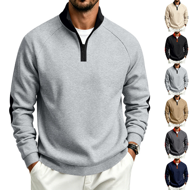 Herren Halbzip-Pullover mit Stehkragen und Ellbogen-Patches Shop Nory