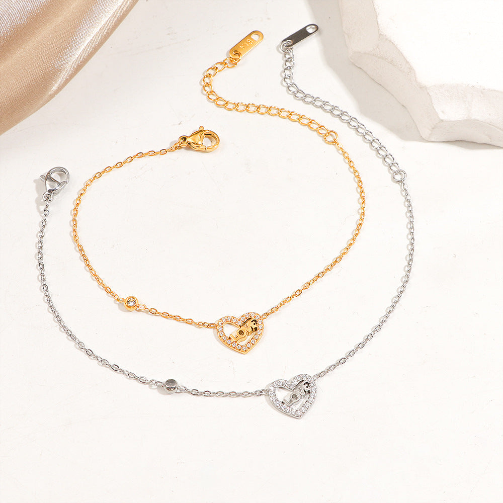 Damen zierliche herzförmige Liebes-Anhängerarmband Shop Nory