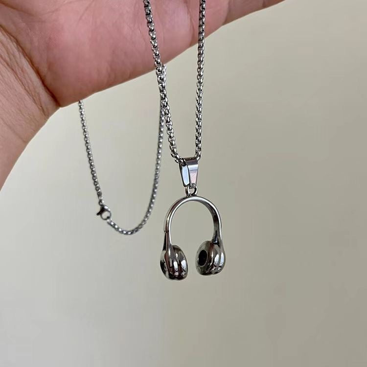 Damen Halskette mit stilvollem Kopfhörer-Anhänger Shop Nory
