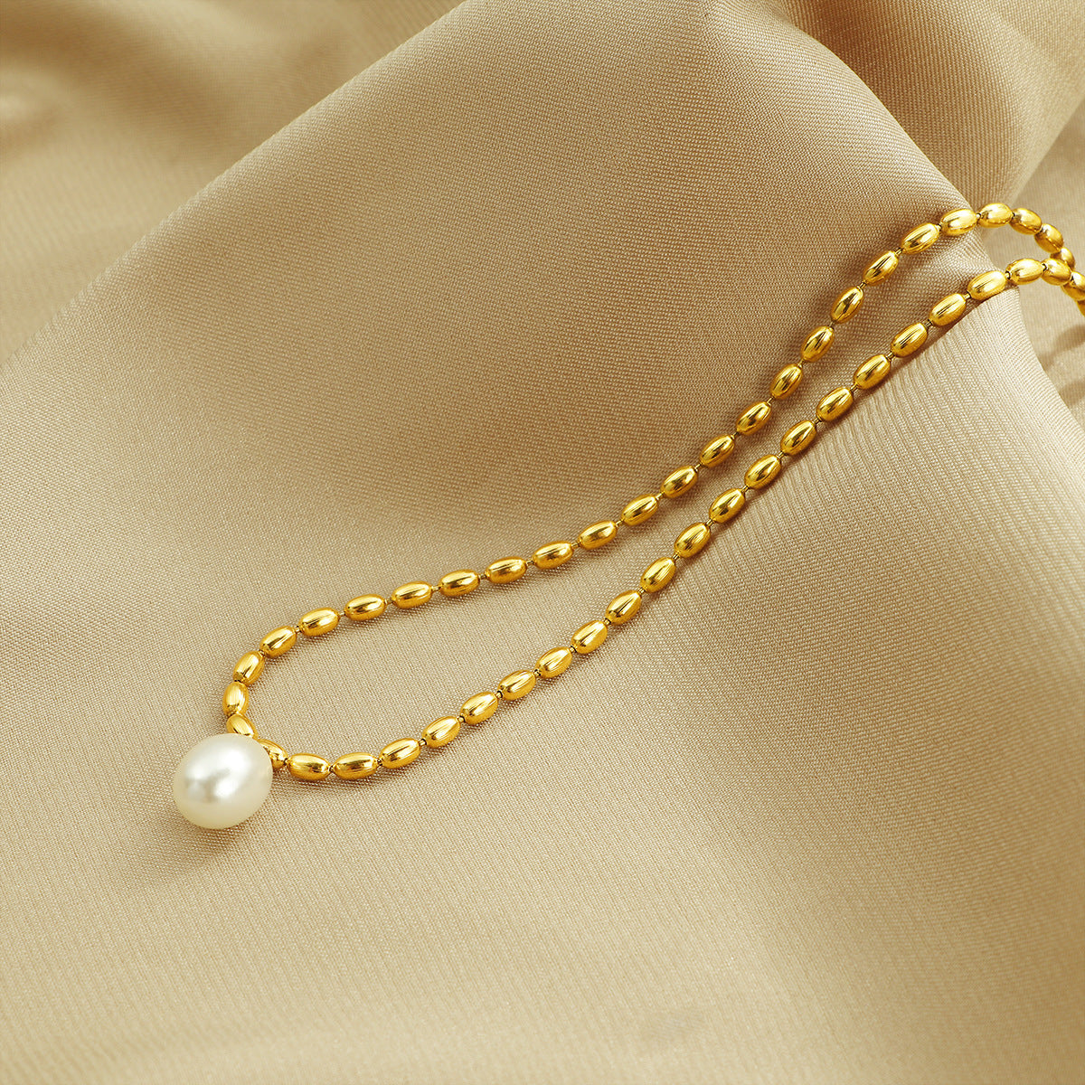 Damen elegante Perlen- und Gold-Perlenkette Shop Nory