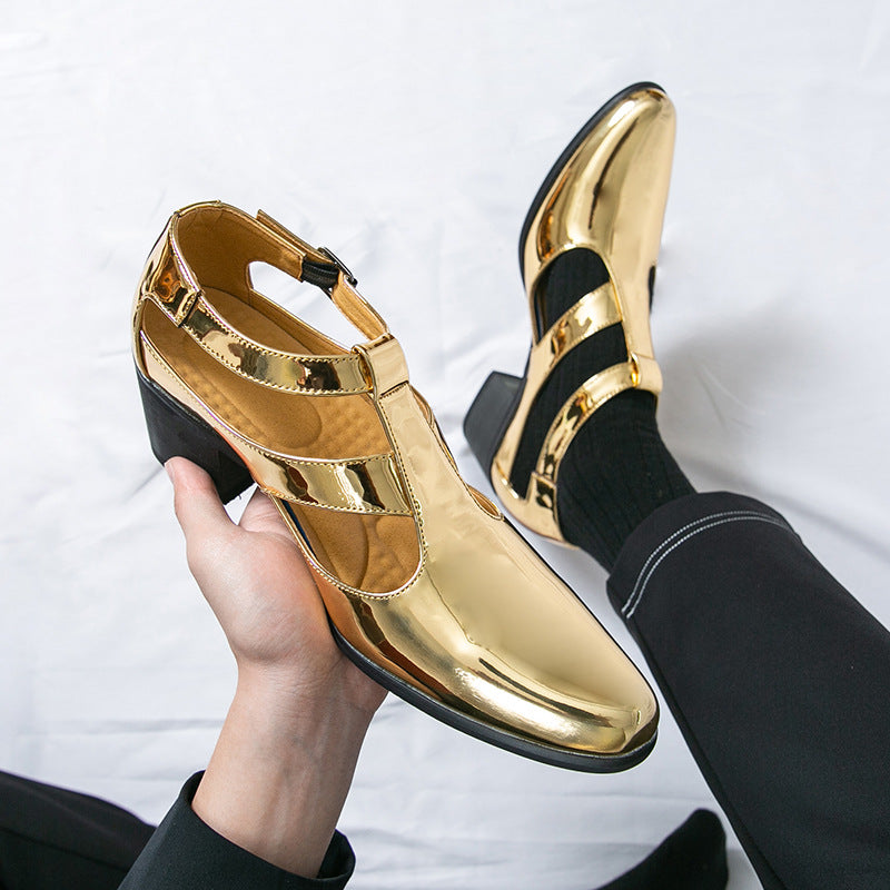 Damen Elegante Metallic Heels mit verstellbarem Riemen Shopnory