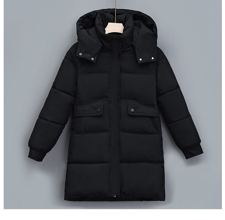 Damen nan langer thermogepolsterter Parka mit abnehmbarer Kapuze, verdecktem Reißverschluss und Klappentaschen Shop Nory